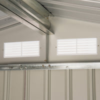 EASYCOMFORT  Casetta da Giardino Porta Utensili in Lamiera di Acciaio, Capanno da Giardino in Acciaio con Porte Scorrevoli, 213x130x185cm, Grigio