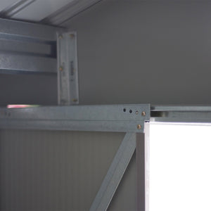 EASYCOMFORT  Casetta da Giardino Porta Utensili in Lamiera di Acciaio, Capanno da Giardino in Acciaio con Porte Scorrevoli, 277x195x192cm, Grigio