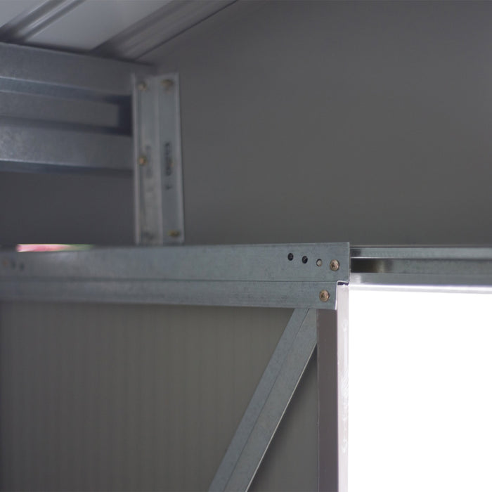 EASYCOMFORT  Casetta da Giardino Porta Utensili in Lamiera di Acciaio, Capanno da Giardino in Acciaio con Porte Scorrevoli, 277x195x192cm, Grigio