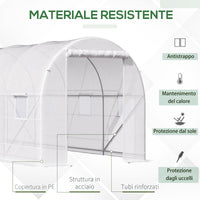EasyComfort Serra da Giardino a Tunnel 5x2x2m con Struttura in Acciaio e Telo in Polietilene Bianco