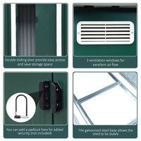 EASYCOMFORT  Casetta Porta Attrezzi in Acciaio, Capanno da Giardino con 2 Porte Scorrevoli, 255x133x182cm