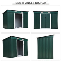 EASYCOMFORT  Casetta Porta Attrezzi in Acciaio, Capanno da Giardino con 2 Porte Scorrevoli, 255x133x182cm