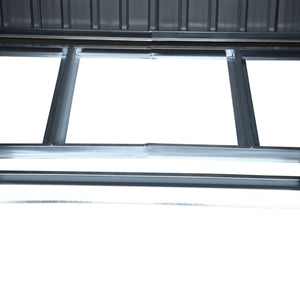 EASYCOMFORT  Casetta Porta Attrezzi in Acciaio, Capanno da Giardino con 2 Porte Scorrevoli, 255x133x182cm