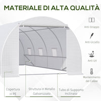 EasyComfort Serra da Giardino a Tunnel Per Piante, Struttura in Metallo e Copertura in PE, 6x3x2m, Bianco