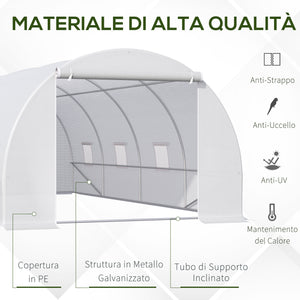 EasyComfort Serra da Giardino a Tunnel Per Piante, Struttura in Metallo e Copertura in PE, 6x3x2m, Bianco