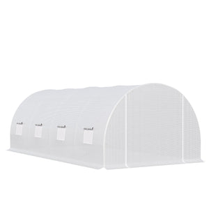 EasyComfort Serra da Giardino a Tunnel Per Piante, Struttura in Metallo e Copertura in PE, 6x3x2m, Bianco