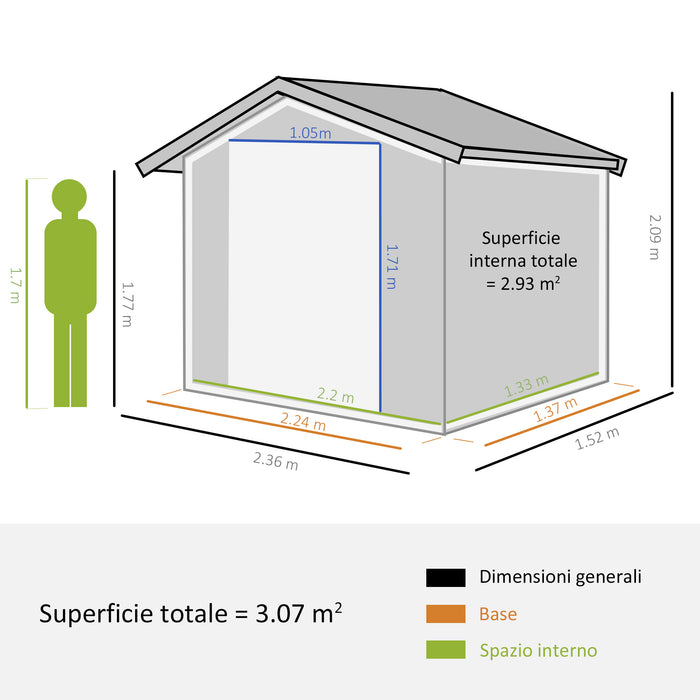 EASYCOMFORT  Casetta da Giardino Porta Attrezzi con Porte Scorrevoli e Pareti Effetto Legno, 152x235.7x208.7cm