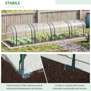 Easycomfort Serra a Tunnel in Acciaio e PVC Impermeabile e Anti UV con 4 Porte a Cerniera, 395x100x80 cm