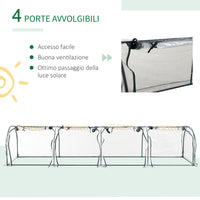 Easycomfort Serra a Tunnel in Acciaio e PVC Impermeabile e Anti UV con 4 Porte a Cerniera, 395x100x80 cm