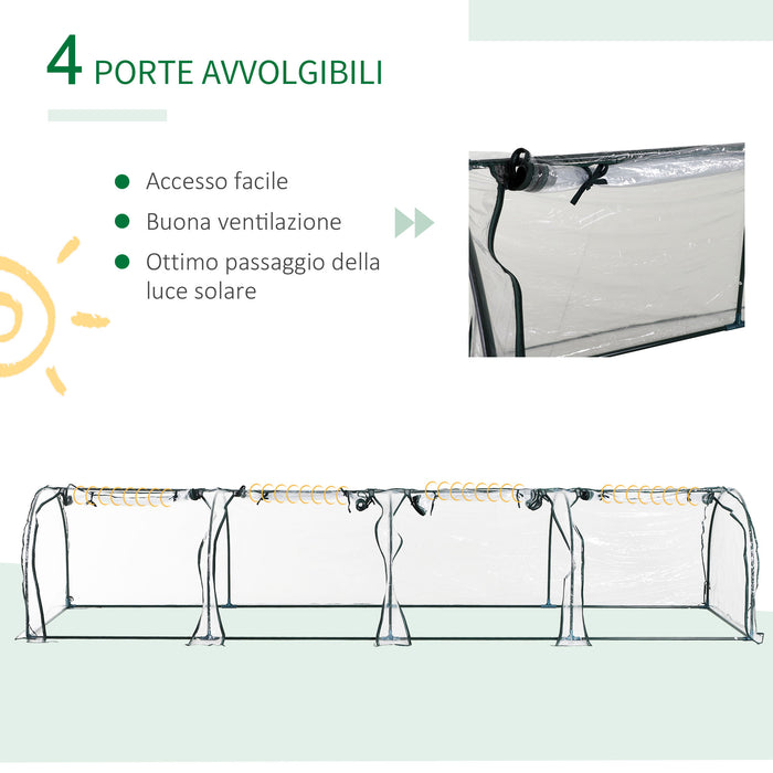 Easycomfort Serra a Tunnel in Acciaio e PVC Impermeabile e Anti UV con 4 Porte a Cerniera, 395x100x80 cm