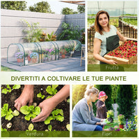 Easycomfort Serra a Tunnel in Acciaio e PVC Impermeabile e Anti UV con 4 Porte a Cerniera, 395x100x80 cm