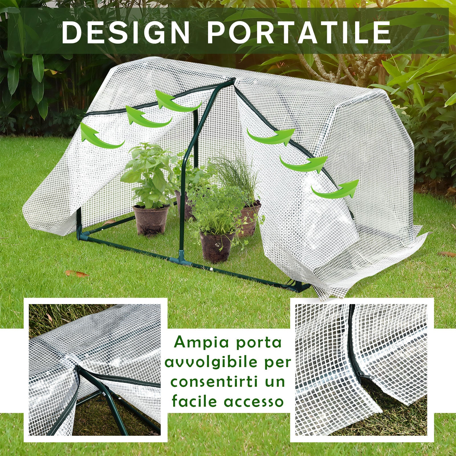 Easycomfort Mini Serra da Giardino e Balcone in Plastica PE e Acciaio con Chiusura a Zip, 99x71x60 cm