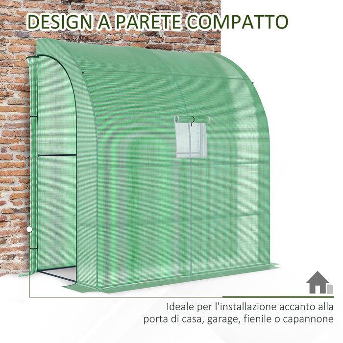 Easycomfort Serra da Parete con 2 Ripiani per Piante e Fiori in Acciaio e PE, 200x100x215 cm, Verde