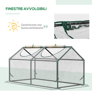 EasyComfort Mini Serra da Giardino con 2 Finestre Avvolgibili e Copertura PVC Anti-UV, 120x60x60cm, Trasparente