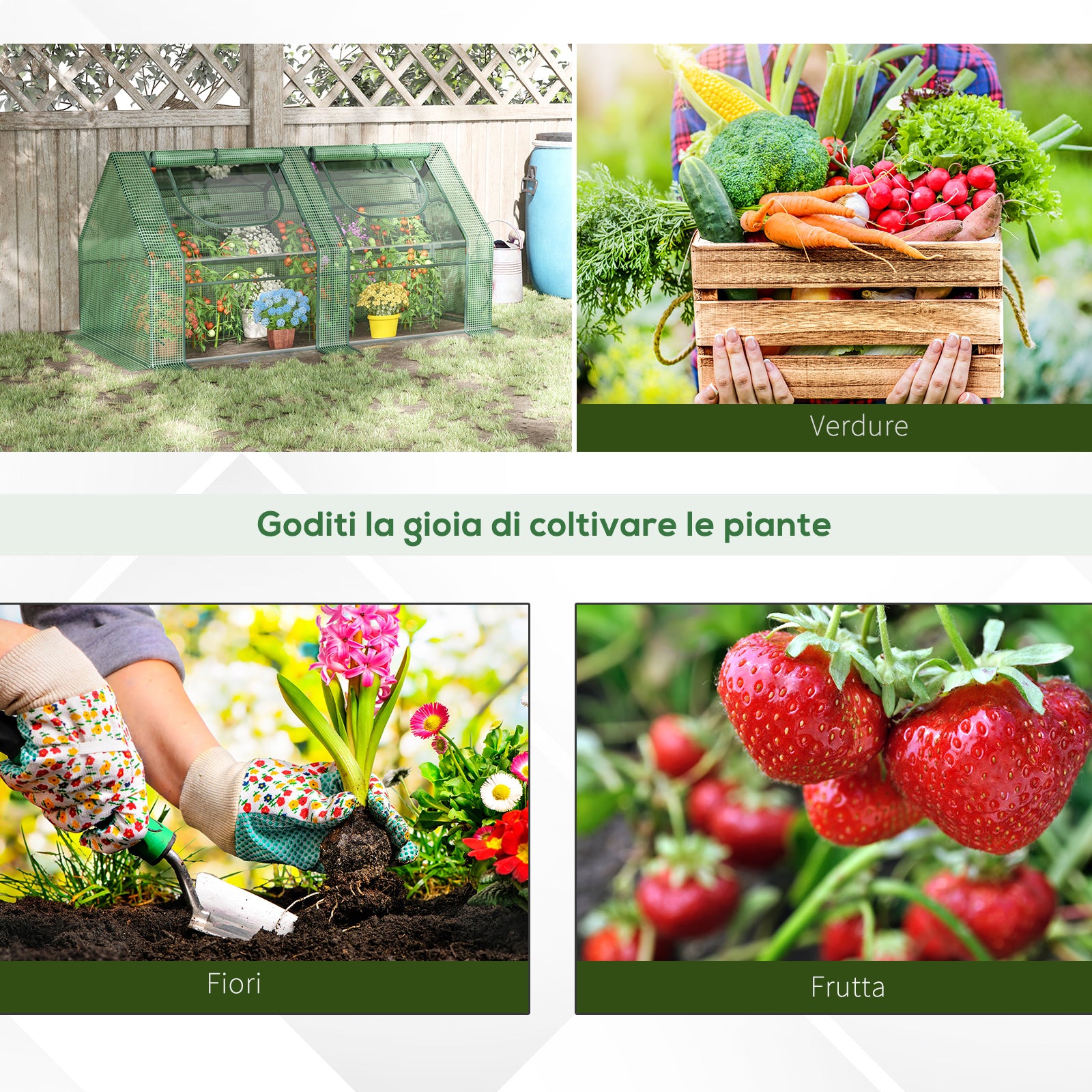 Easycomfort Serra per Piante Orto con 2 Coperture in PE e PVC, Struttura in Acciaio - Verde 180x90x90cm