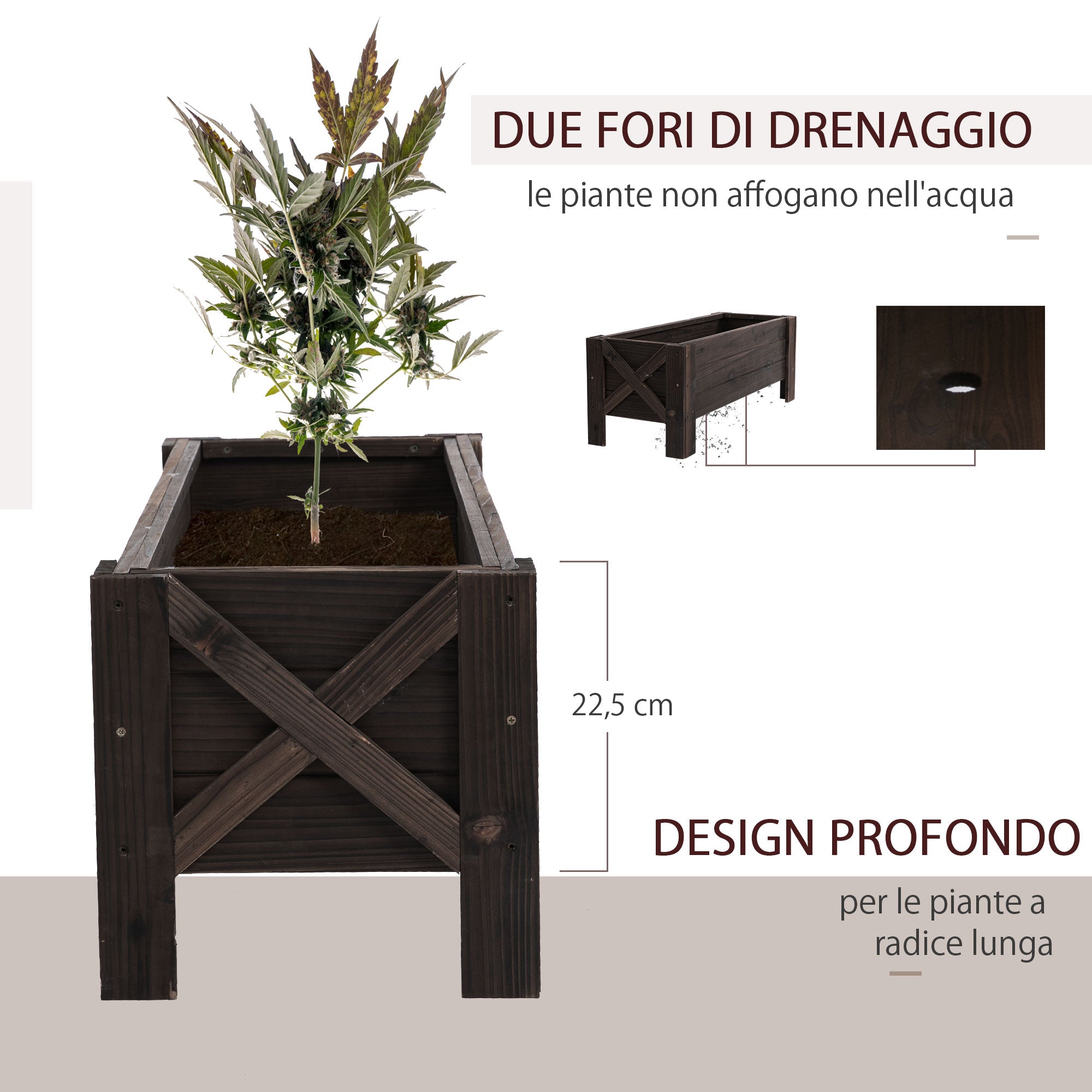 Easycomfort Letto per Orto Rialzato e Fioriera da Esterno Rettangolare, 100x36.5x36cm