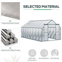 Easycomfort Serra da Giardino in Policarbonato, Metallo e Alluminio, Anti-UV e Antivento, 244x500x216cm, Verde