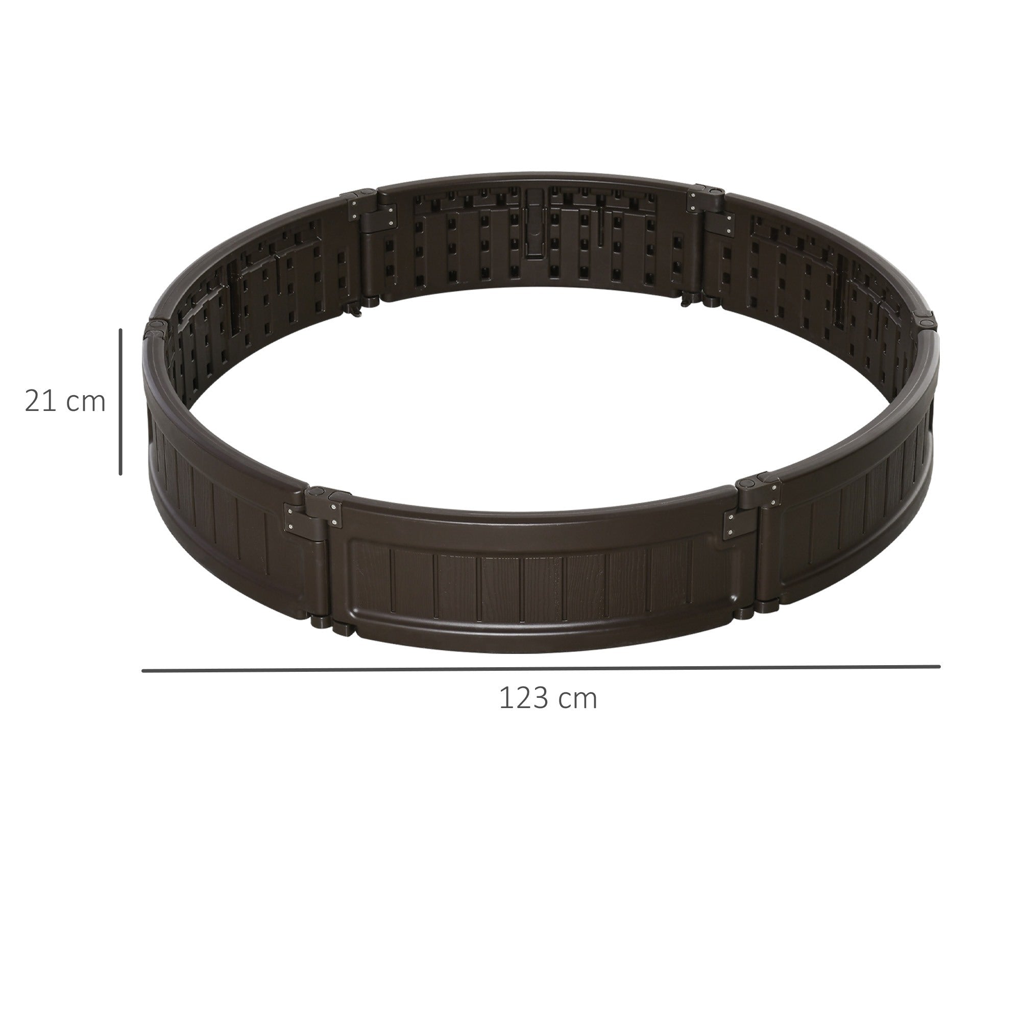 EasyComfort Letto per Orto Rialzato in HDPE, Fioriera da Esterno Rotonda, Φ123x21cm, Marrone