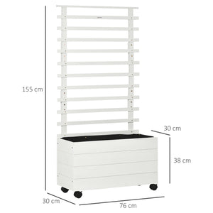 Easycomfort Fioriera Verticale con 4 Ruote e Traliccio per Piante Rampicanti in Legno, 76x30x155cm, Bianco