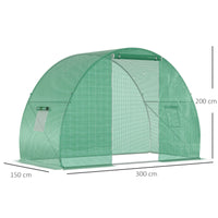 Easycomfort Serra a Tunnel con Porta Avvolgibile e Finestre, Copertura PE e Struttura in Acciaio, 1.5x3x2m, Verde