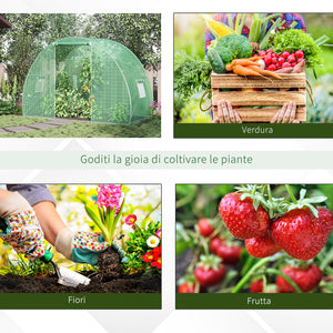 Easycomfort Serra a Tunnel con Porta Avvolgibile e Finestre, Copertura PE e Struttura in Acciaio, 1.5x3x2m, Verde