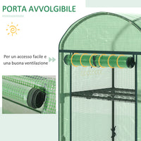 EasyComfort Mini Serra da Giardino con 2 Ripiani in Metallo e Copertura in PE, 69x49x92cm, Verde