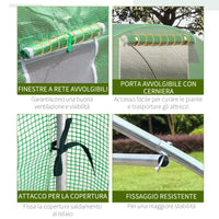 Easycomfort Serra a Tunnel da Esterno 4.5x3x2m con Copertura in PE, Porta con Cerniera e 6 Finestre, Verde
