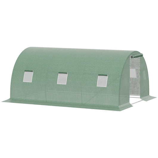 Easycomfort Serra a Tunnel da Esterno 4.5x3x2m con Copertura in PE, Porta con Cerniera e 6 Finestre, Verde