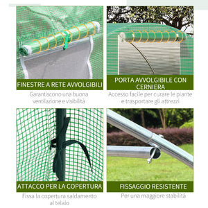Easycomfort Serra a Tunnel da Esterno 3x3x2m con Copertura in PE, Porta con Cerniera e 4 Finestre, Verde