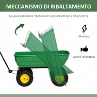 Easycomfort Carrello da Giardino 125L in Acciaio e PP con Vasca ribaltabile e Maniglia, 118x58x102 cm, Verde