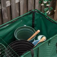 EasyComfort Carrello da Giardino in Acciaio con Pareti Laterali Ribaltabili e 4 Ruote, Capienza 342L, Verde