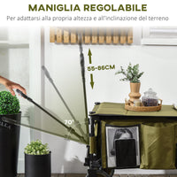 Easycomfort Carrello da Giardino 125L Pieghevole con Maniglia e 5 Sacche, 108x55x93 cm, Verde