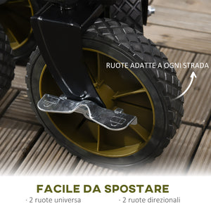 Easycomfort Carrello da Giardino 125L Pieghevole con Maniglia e 5 Sacche, 108x55x93 cm, Verde