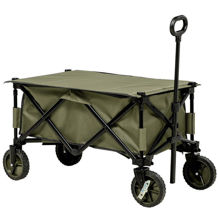 Easycomfort Carrello da Giardino 125L Pieghevole con Maniglia e 5 Sacche, 108x55x93 cm, Verde
