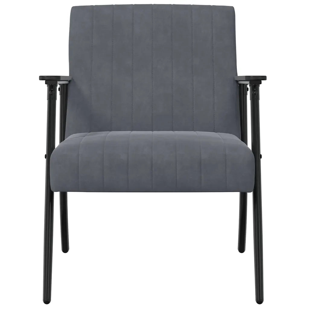 Poltrona-Divano Sedia-Poltroncina Grigio scuro Velluto 339317