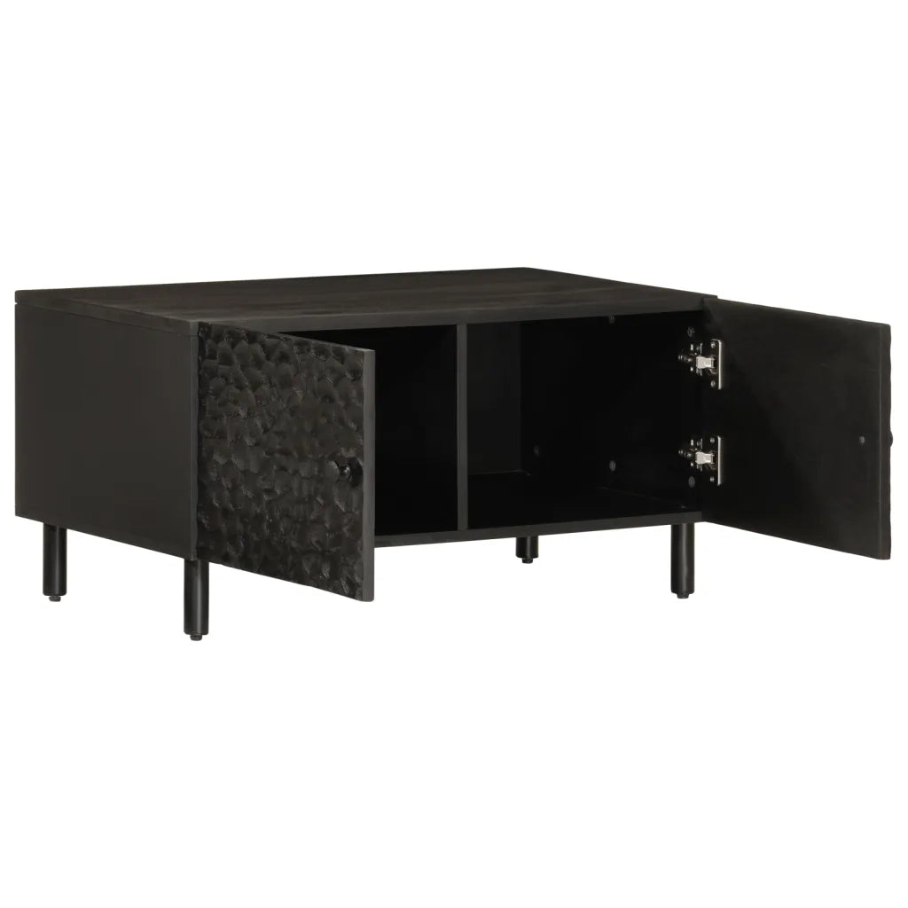 Tavolino da Salotto-Tavolino da soggiorno-Tavolo Nero 80x50x40 cm in Legno Massello di Mango 244293