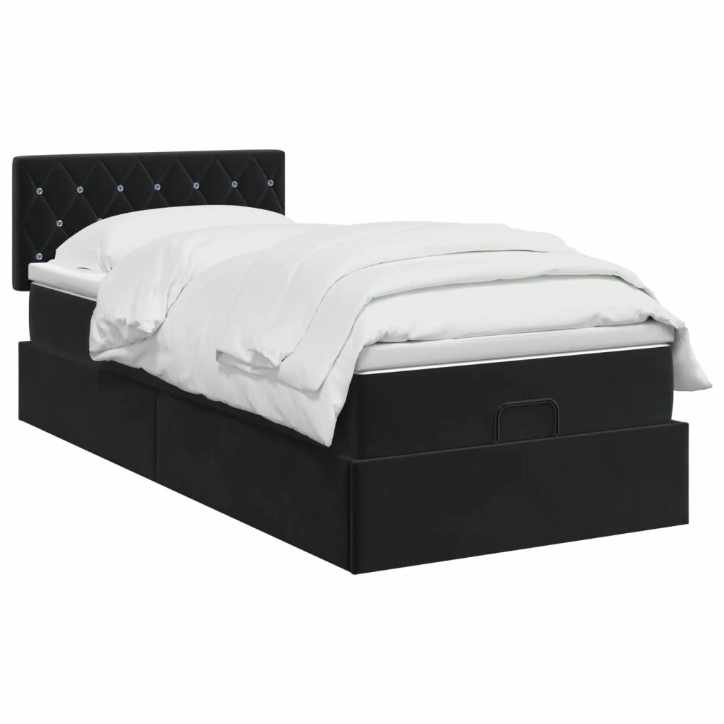 Letto ottomano con materasso Nero 90 x 200 cm Velluto 3456461