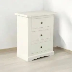 Comodino toscano in legno Shabby chic avorio opaco
