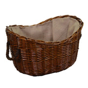Cesta vimini fodera juta con manici corda marrone ovale cm 59x43h28/36