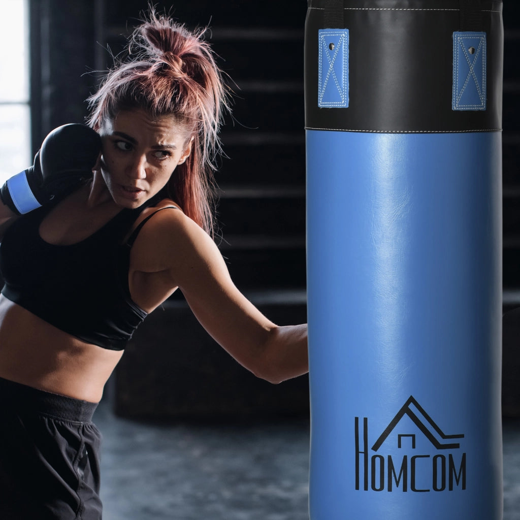 Set Sacco da Boxe da Appendere con Guantoni, Sacco per Pugilato a 3 Strati con Borsa di Trasporto, Blu