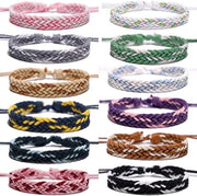 12 pezzi di bracciale di amicizia flessibile tessuto - colore vivace manuale - uomo e donna - bracciale intrecciato - unico modello.
