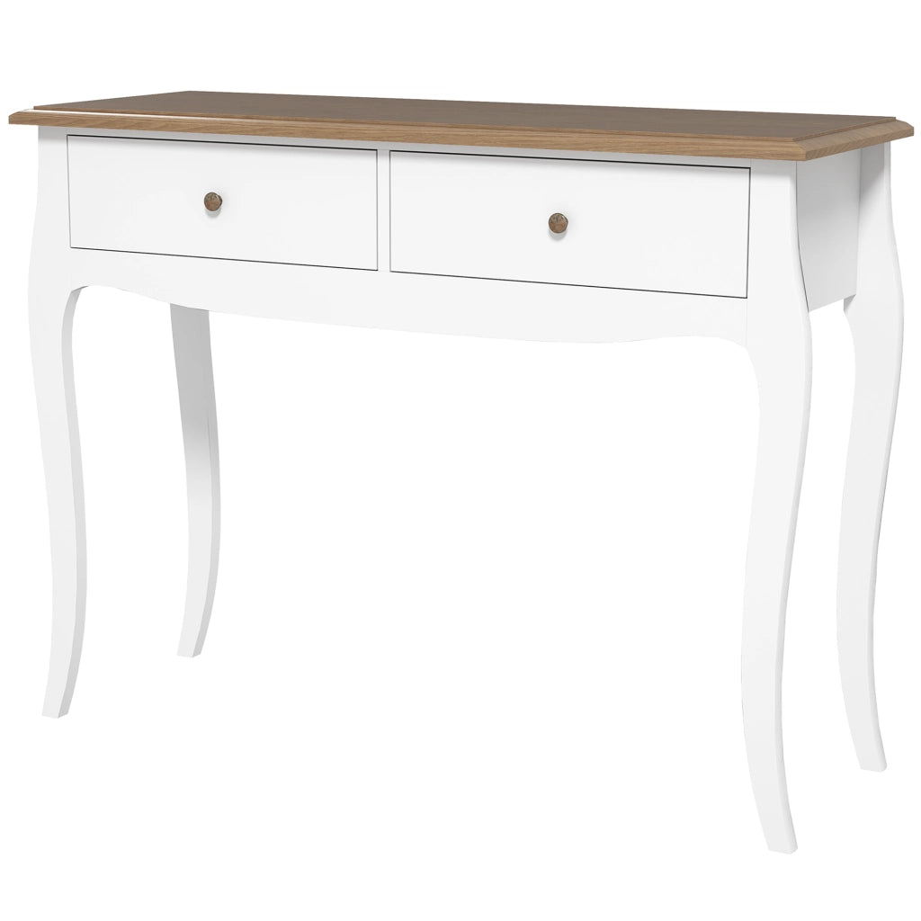 Tavolo Consolle ¨C zephmum ¨C Bianco e Marrone Scuro, Legno, 100x35x76.5 cm