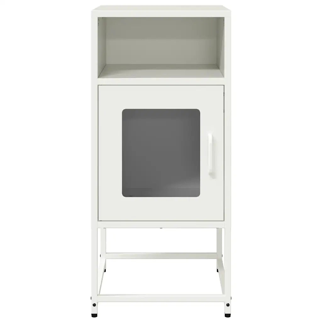 Comodino-Tavolino da notte Bianco 36x39x78 cm in Acciaio Laminato a Freddo
