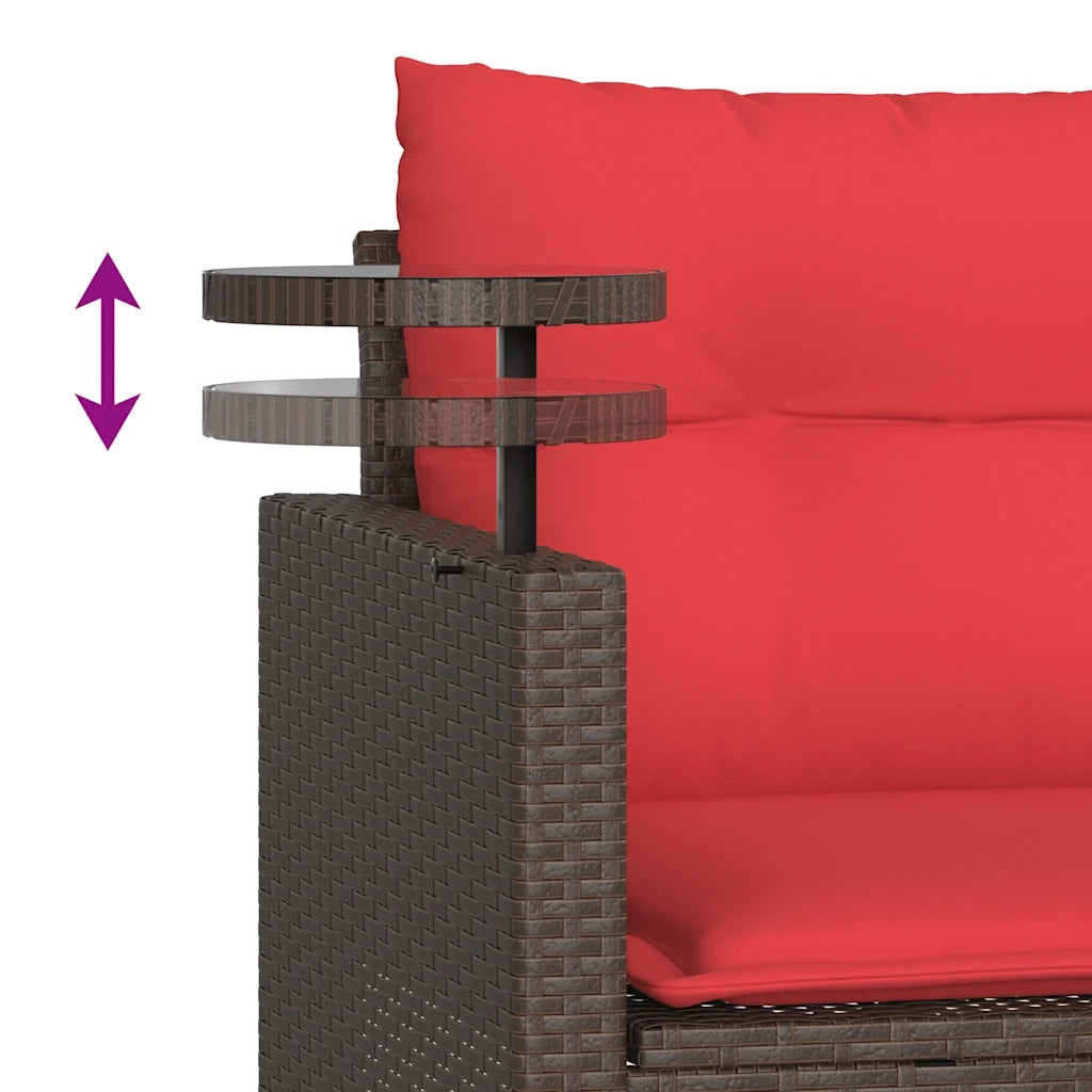 Set Divani da Giardino 3 pz con Cuscini Marrone in Polyrattan 365465