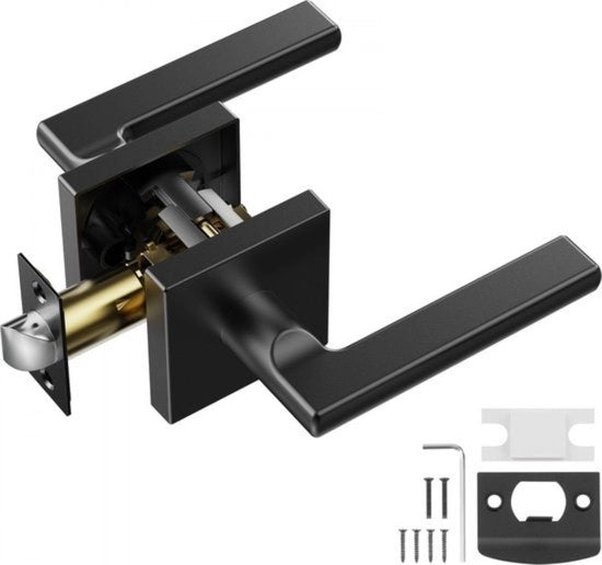 1x fermatura porta compatibile con spessore porta 35-45mm maniglia porta in acciaio inox maniglia porta SENZA funzione di chiusura maniglia porta 60-70mm regolabile set di maniglie 57x26mm misura serratura mat nera