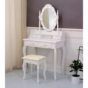 Toeletta Beauty con sgabello e luci LED