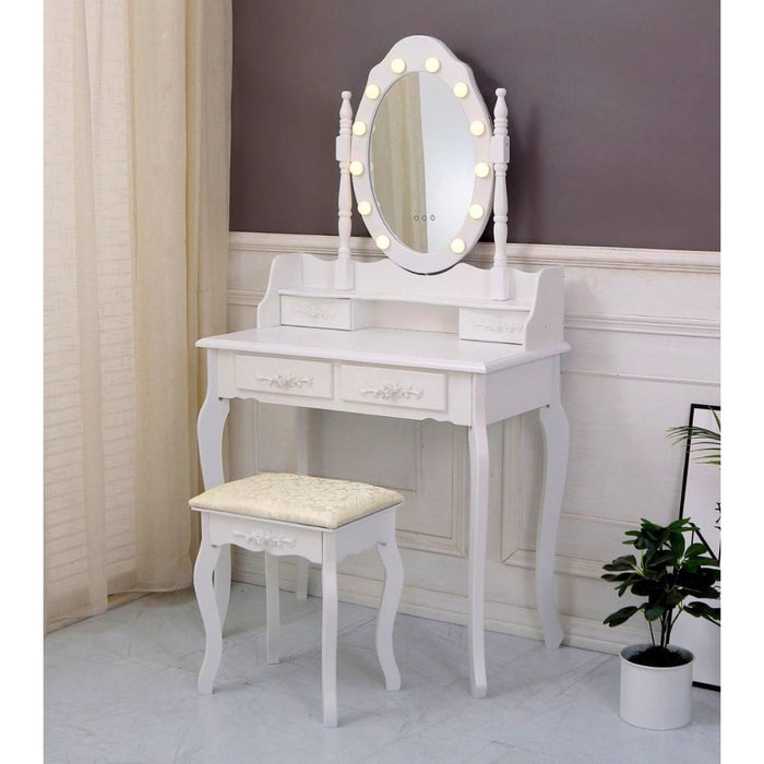 Toeletta Beauty con sgabello e luci LED