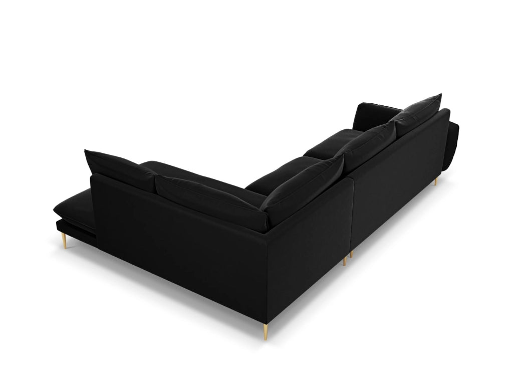 Cosmopolitan Design - Divano angolare destro "Vienna" 6 posti in velluto nero 