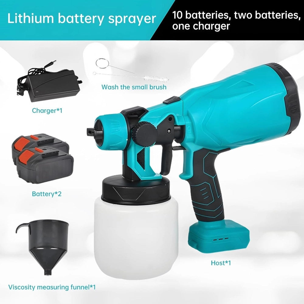 Trade Shop - Pistola Per Verniciare A Batteria 2800w 3 Modalità Spruzzo Ugello Ruotabile A 360° Manuale -