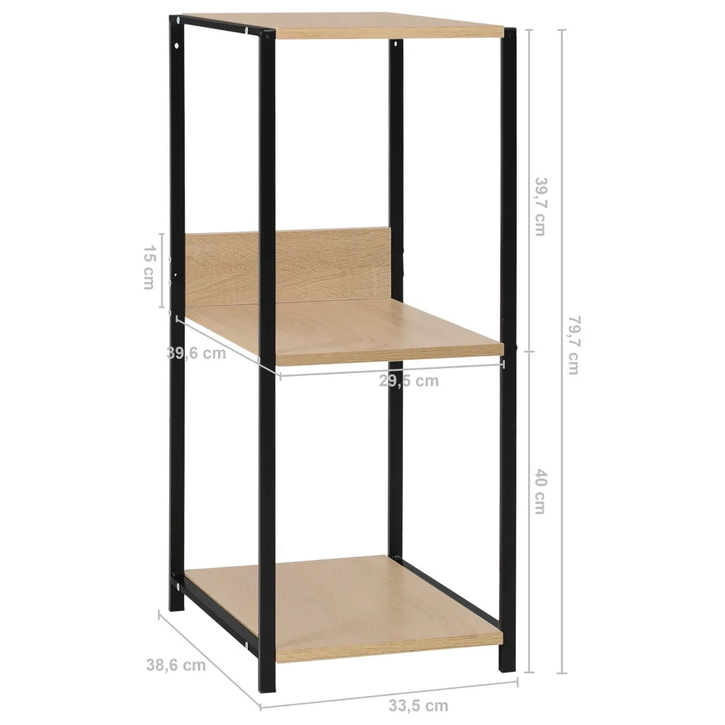 Libreria-Scaffale per Libri-Mobile di Stoccaggio Piccola Dritta Nera Rovere 33,5x39,6x79,7 Multistrato